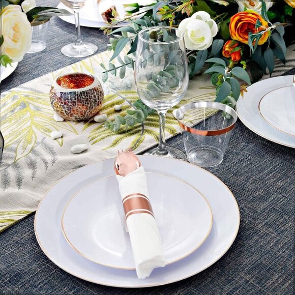 Set of 60 Packs Rose Gold Silverware - Heavy Weight Cutlery with Linen Napkin Su - Picture 5 of 7